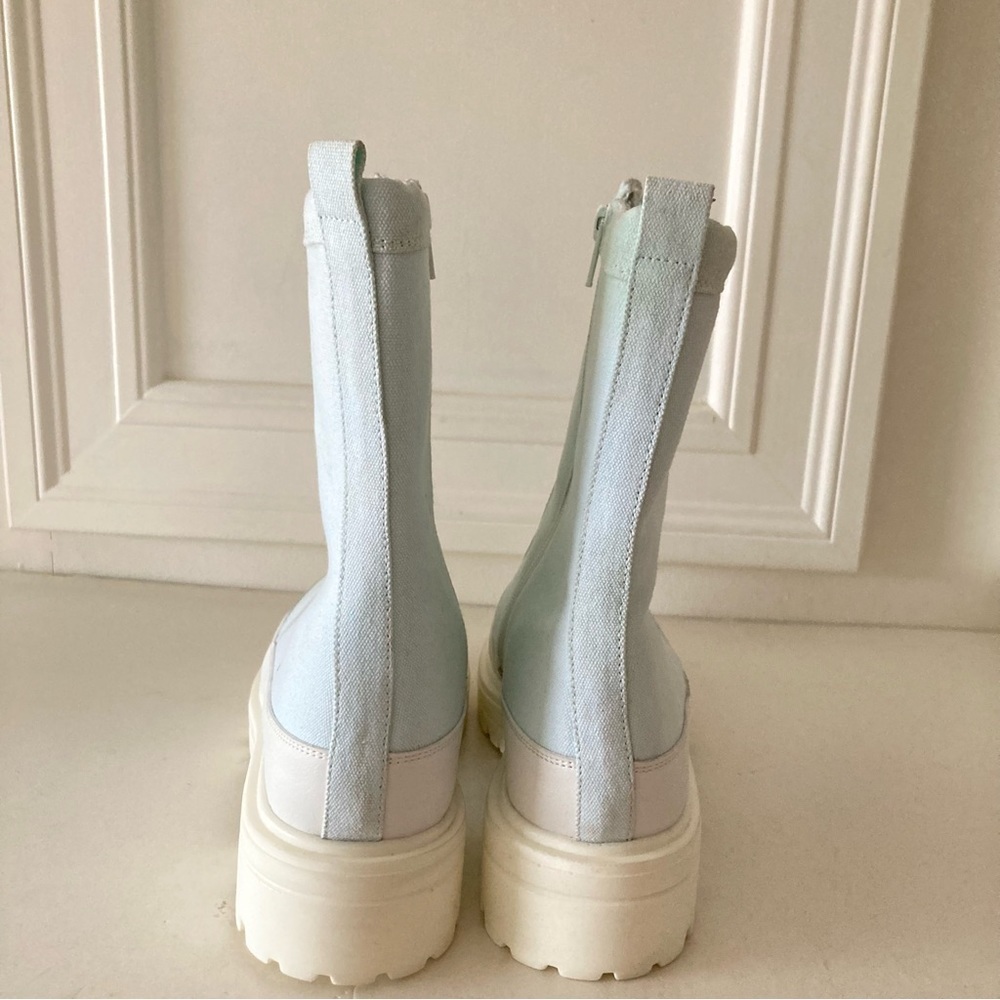 NWOT Free People Feels Good To Be Lost Indigo Canvas Lug Sole Hiker Boots Sz 41 - Picture 7 of 9